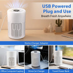 Mini Desktop Air Purifier HEPA Filter Negative Ion Technology Eliminates Formaldehyde Odors Smoke and Dust Particles Office Home